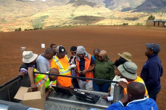 The World Vision from Lesotho simulating the disaster situation just mapped the area using Drone deploy and using pix4d field and pix4dreact simultaneously