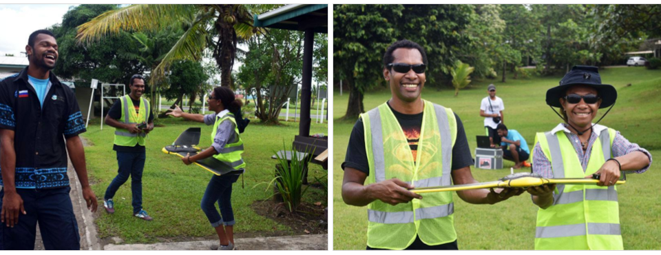 (Left) Who says eBee Training is no fun? (Right) Kevin and Sophia had completed their eBee flights. Mission accomplished!