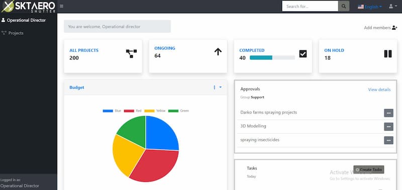 Skatero Project Management Prototype Dashboard