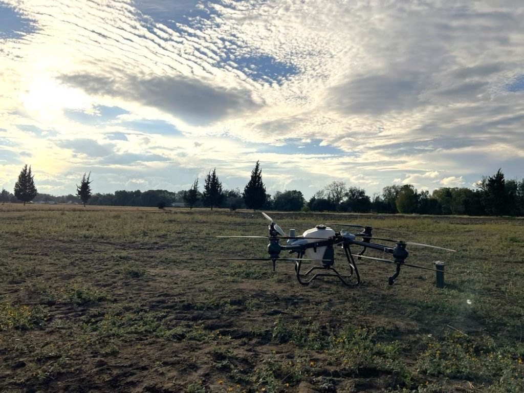 The Agras T40 drone on the ground.